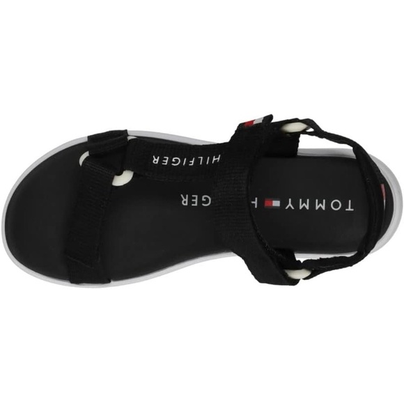 TOMMY HILFIGER Unisex Kids Th Leomi Utility Sandals Black/White US Size 2 NEW!🩴 - Picture 5 of 9